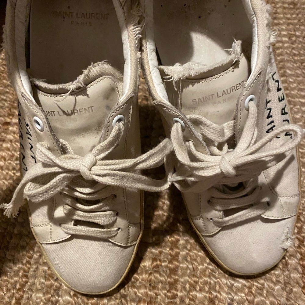 Saint Laurent Off-White Canvas Sneakers - Picture 4 of 10